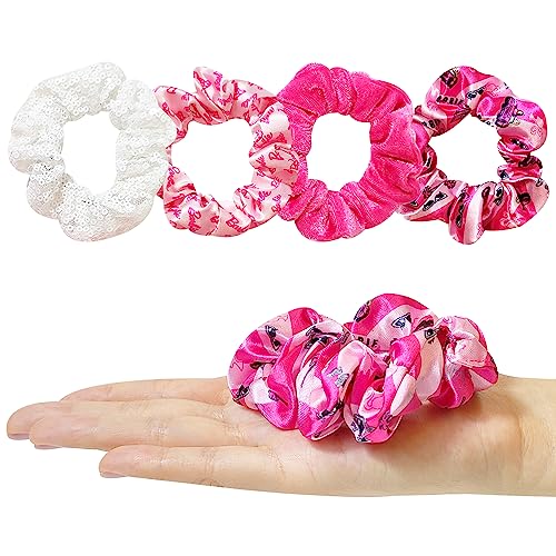 Barbie Hair Accessory 5 Pcs Set - 1 Regular 9 inch Hair Brush For Girls + 4 Scrunchies For Kids - Babrie Hair Accessories For Girls Detangling Brush Elastic Hair Ties Ropes Scrunchies Ages 3+