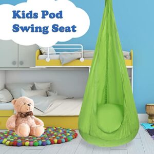 Travelbaic Kids Pod Swing Seat, Therapy Swing for Kids, Hanging Hammock Chairs with Inflatable Pillow, Sensory Swing for Indoor and Outdoor Use, All Accessories Included (Green)