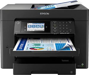 epson workforce pro wf-7840 wide-format all-in-one wireless color inkjet printer, black - print scan copy fax - 4.3" lcd, 25 ppm, 4800x2400 dpi, 13"x19", 50-sheet adf, auto 2-sided printing, ethernet