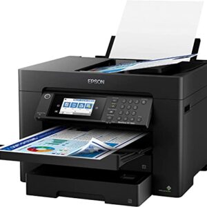 Epson Workforce Pro WF-7840 Wide-Format All-in-One Wireless Color Inkjet Printer, Black - Print Scan Copy Fax - 4.3" LCD, 25 ppm, 4800x2400 dpi, 13"x19", 50-Sheet ADF, Auto 2-Sided Printing, Ethernet
