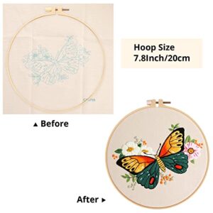 KAMEUN Embroidery Kits for Adults Beginners, 3 Sets Embroidery Starter Kits Embroidery Cross Stitch Practice Kits with Stamped Pattern, Embroidery Hoops and Color Threads, Funny Hobby for Adults Kids