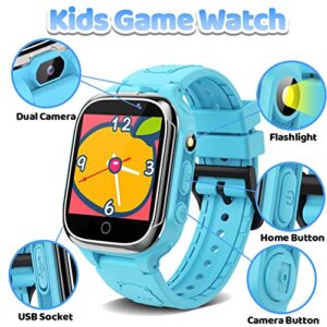 Smart Watch for Kids Age 3-12, 24 Puzzle Games Dual Camera HD Touch Screen Kids Watch, Smartwatch with Video&Music Player Pedometer Alarm Clock 12/24 hr Children Educational Toys for Boys Girls