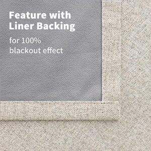 YoungsTex Linen 100% Blackout Curtains for Bedroom 63 Inches Length 2 Panels, Thermal Insulated Linen Textured Full Room Darkening Curtains for Living Room Back Tab and Rod Pocket, 52 X 63 Inch, Beige