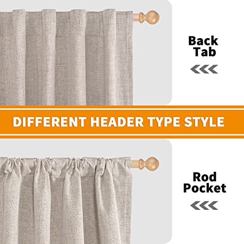 YoungsTex Linen 100% Blackout Curtains for Bedroom 63 Inches Length 2 Panels, Thermal Insulated Linen Textured Full Room Darkening Curtains for Living Room Back Tab and Rod Pocket, 52 X 63 Inch, Beige