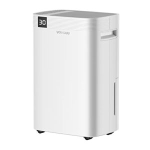 vovguu home dehumidifier 50pint up to 4500 sq.ft for basements, large & medium sized rooms, and bathrooms with intelligent touch control, 24 hr timer, and 0.66 gallon water tank