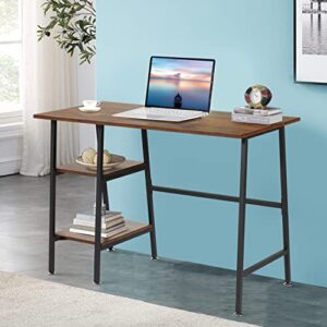 VECELO 43 Inch Computer Modern Student Writing Home-Office, Ladder Desk, Dark Walnut+Black Leg