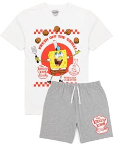 spongebob squarepants mens pyjamas krusty krab burger t-shirt shorts pjs tv show white
