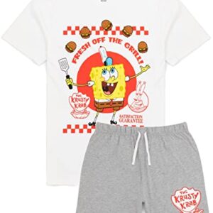 SpongeBob SquarePants Mens Pyjamas Krusty Krab Burger T-Shirt Shorts Pjs TV Show White