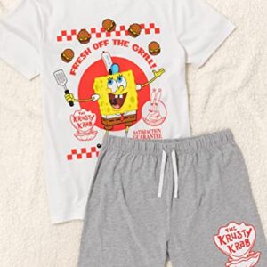 SpongeBob SquarePants Mens Pyjamas Krusty Krab Burger T-Shirt Shorts Pjs TV Show White