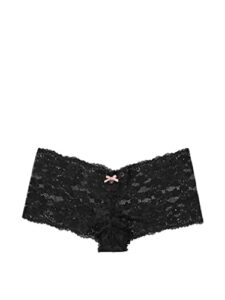 victoria's secret lace boyshort panty, shortie underwear for women, body by victoria collection, black (s)
