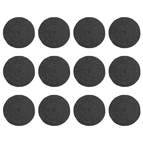 Bloomingville Boho Round Hand Woven Jute, Black, Set of 12 Placemat