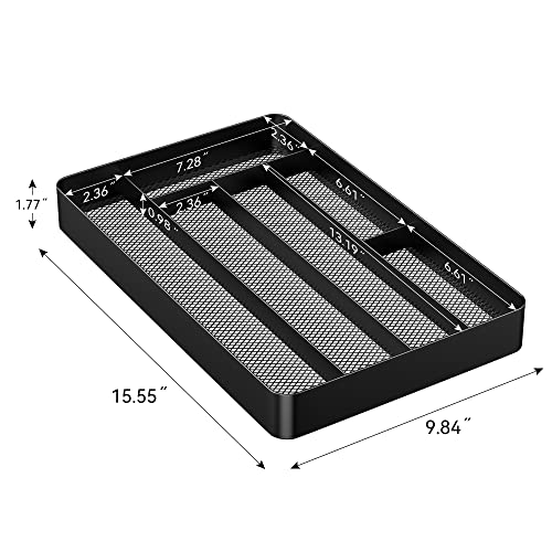 IOAIANIA Kitchen Drawer Organizer, Metal Silverware Utensil Organizer, Deep Mesh Wire, Premium Cutlery Tray for Knives, Forks, Spoons, Makeup Drawer & Utensil Holder