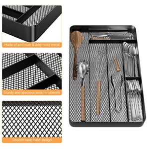 IOAIANIA Kitchen Drawer Organizer, Metal Silverware Utensil Organizer, Deep Mesh Wire, Premium Cutlery Tray for Knives, Forks, Spoons, Makeup Drawer & Utensil Holder