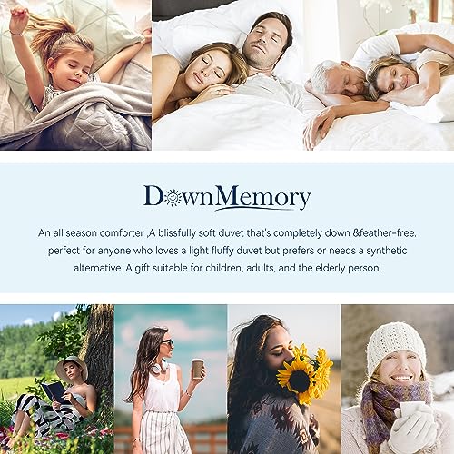 Downmemory King Comforter - All Season White Down Alternative Comforter with Corner Tabs and Side Loops,Fluffy Soft Noiseless Duvet Insert Machine Washable-106x90 Inches