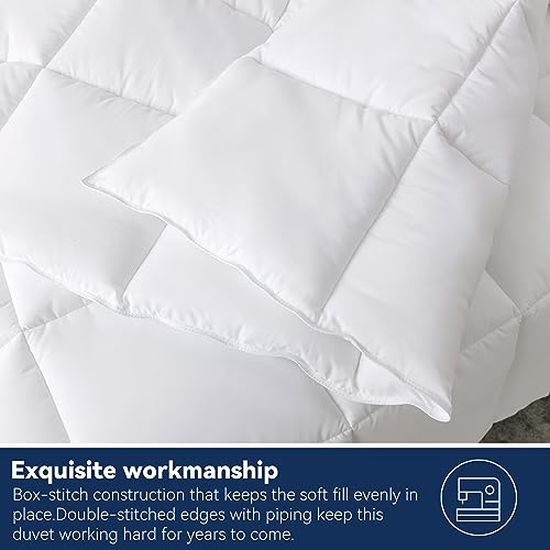 Downmemory King Comforter - All Season White Down Alternative Comforter with Corner Tabs and Side Loops,Fluffy Soft Noiseless Duvet Insert Machine Washable-106x90 Inches