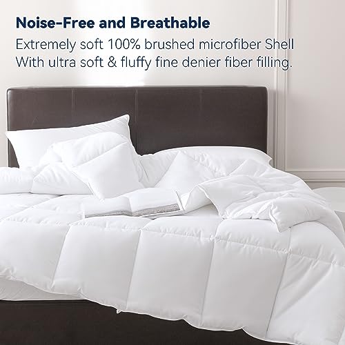 Downmemory King Comforter - All Season White Down Alternative Comforter with Corner Tabs and Side Loops,Fluffy Soft Noiseless Duvet Insert Machine Washable-106x90 Inches