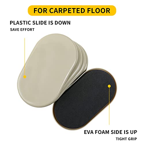 new space Furniture Sliders, 8pcs 3 1/2" x 6" Oval Reusable Furniture Sliders for Carpet, Heavy-Duty Furniture Movers Sliders - Move Furniture Easily & Protect The Furniture and Carpet.