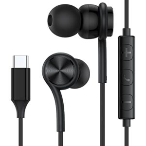 usb c headphones earbuds,usb type c wired magnetic noise canceling in-ear headset with microphone for ipad pro samsung galaxy s23+ s22 s21 s20 fe ultra note 10 20 pixel 7 6 5 4 oneplus 9 8t 7t, black