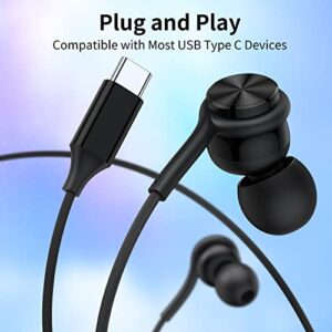 USB C Headphones Earbuds,USB Type C Wired Magnetic Noise Canceling in-Ear Headset with Microphone for iPad Pro Samsung Galaxy S23+ S22 S21 S20 FE Ultra Note 10 20 Pixel 7 6 5 4 Oneplus 9 8T 7T, Black