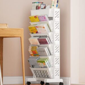 APBATS 6 Tier Book Rack Storage Bookshelf, Removable Movable Unique Bookcase, Utility Organizer White Bookshelves for Kids Children Students Study in Bedroom Living Room Home School