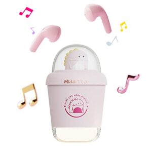 kids earbuds for small ear canals pink kids wireless earbuds for kids ear buds cute milk tea cups bluetooth in-ear headphones earphones for kids with microphones for iphone, android, ipad ,galaxy
