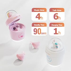 Kids Earbuds for Small Ear Canals Pink Kids Wireless Earbuds for Kids Ear Buds Cute Milk Tea Cups Bluetooth in-Ear Headphones Earphones for kids with Microphones for iPhone, Android, iPad ,Galaxy