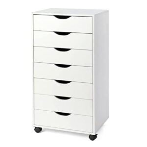 tusy 7-drawer chest, storage dresser cabinet with wheels, tall chest of drawers for closet and bedroom (white, 7 drawer)