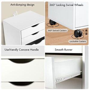 TUSY 7-Drawer Chest, Storage Dresser Cabinet with Wheels, Tall Chest of Drawers for Closet and Bedroom (White, 7 Drawer)