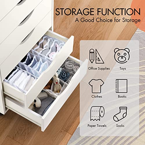 TUSY 7-Drawer Chest, Storage Dresser Cabinet with Wheels, Tall Chest of Drawers for Closet and Bedroom (White, 7 Drawer)