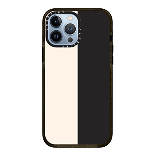 CASETiFY Impact Case for iPhone 13 Pro Max Compatible with Magsafe - White/Black Colorblock - Clear Black