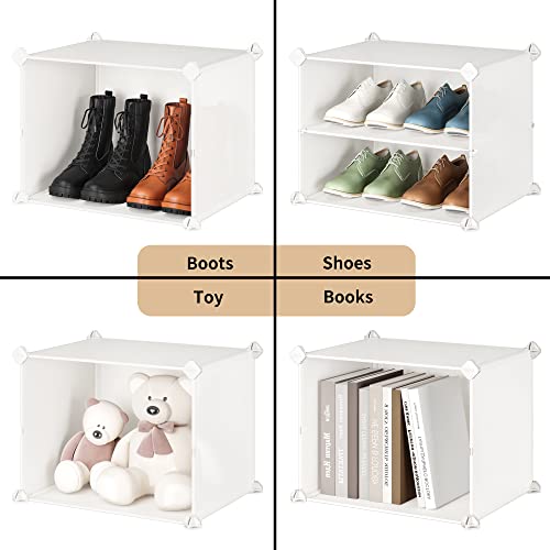 JOISCOPE Shoe Rack, 4 Tier 16 Pairs Shoe Storage Cabinet, Free Standing Shoe Shelf Organizer for Boots Slippers High Heels, for Closet Bedroom Hallway, Entryway