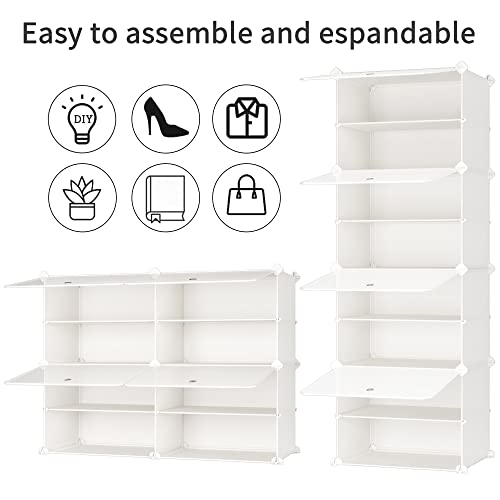JOISCOPE Shoe Rack, 4 Tier 16 Pairs Shoe Storage Cabinet, Free Standing Shoe Shelf Organizer for Boots Slippers High Heels, for Closet Bedroom Hallway, Entryway