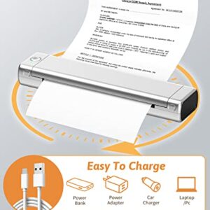 Odaro M08F Letter Portable Printer Wireless for Travel, Bluetooth Thermal Printer Inkless, Small Compact Printer Support 8.5" X 11" Letter Size Thermal Paper, Work with Laptop Phone and Pad - Silver