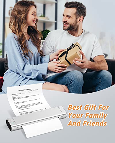 Odaro M08F Letter Portable Printer Wireless for Travel, Bluetooth Thermal Printer Inkless, Small Compact Printer Support 8.5" X 11" Letter Size Thermal Paper, Work with Laptop Phone and Pad - Silver