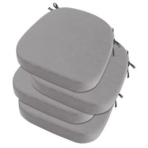 idee-home outdoor chair cushions set of 4, thick 3" outdoor cushions patio furniture with ties, waterproof patio chair pads seat dining chair cushions 17" x 16" x 3" silver grey