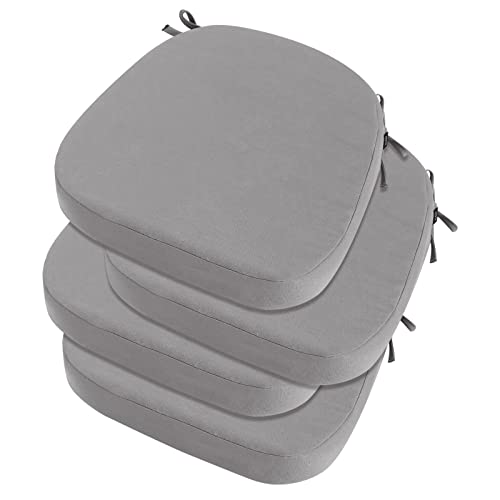 idee-home Outdoor Chair Cushions Set of 4, Thick 3" Outdoor Cushions Patio Furniture with Ties, Waterproof Patio Chair Pads Seat Dining Chair Cushions 17" x 16" x 3" Silver Grey