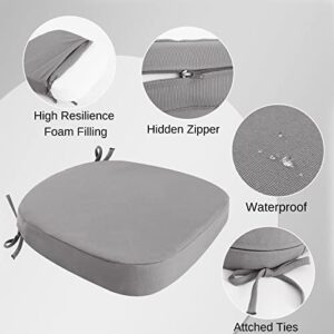 idee-home Outdoor Chair Cushions Set of 4, Thick 3" Outdoor Cushions Patio Furniture with Ties, Waterproof Patio Chair Pads Seat Dining Chair Cushions 17" x 16" x 3" Silver Grey