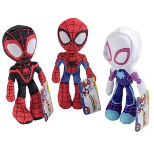 marvel spidey & his amazing friends 8" plush 3-pack set - spiderman, miles morales & gwen stacy - officially licensed - stuffed animal toy figure - gift for kids, boys & girls - 8 inches