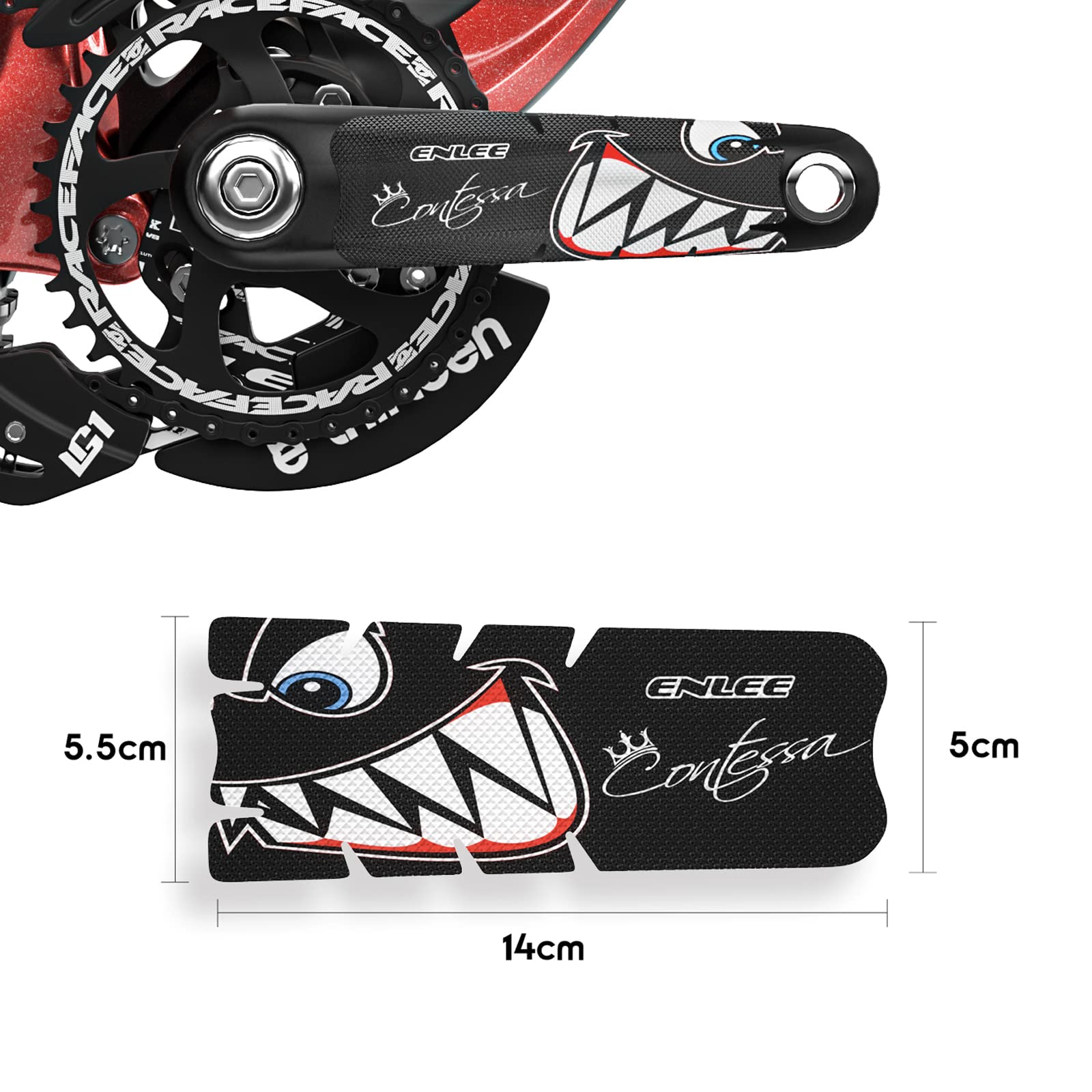 ENLEE One Pair Mountain Bike Stickers, Bicycle Frame Protector for Bike Cranksets/Bicycle Handlebar (for Crankset/Black)