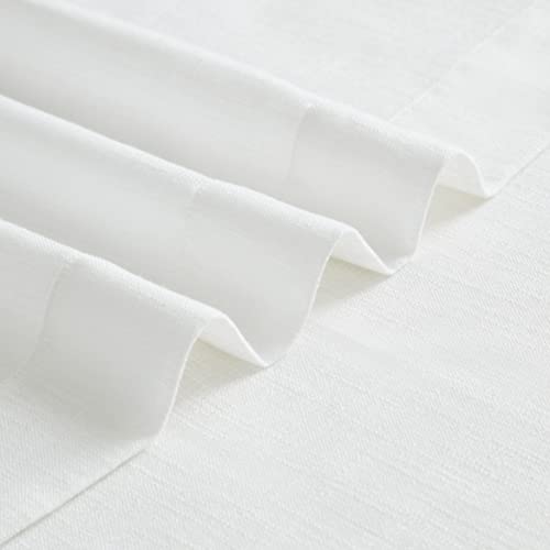 Vision Home White Pinch Pleated Semi Sheer Curtains Textured Light Filtering Window Curtains 84 inch for Living Room Bedroom Rayon Blended Pinch Pleat Drapes with Hooks 2 Panels 40" Wx84 L