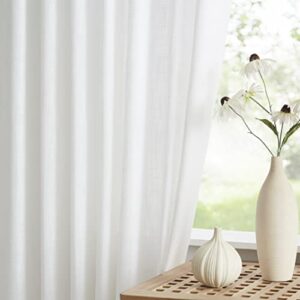 Vision Home White Pinch Pleated Semi Sheer Curtains Textured Light Filtering Window Curtains 84 inch for Living Room Bedroom Rayon Blended Pinch Pleat Drapes with Hooks 2 Panels 40" Wx84 L