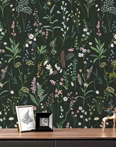 jiffdiff floral wallpaper peel and stick farm floral 472.44" x 17.32" wildwood wallpaper dark wallpaper self adhesive wallpaper coverage 60 sq.ft