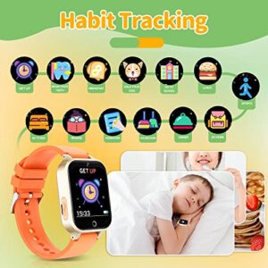 AWEHIRU Kids Smart Watch Girls Boys - Smart Watch for Kids Games Watch with 26 Games Music Player HDCamera Pedometer Alarm Video Flashlight Birthday Gifts for Kids 3-12 Years Old (Orange)