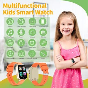 AWEHIRU Kids Smart Watch Girls Boys - Smart Watch for Kids Games Watch with 26 Games Music Player HDCamera Pedometer Alarm Video Flashlight Birthday Gifts for Kids 3-12 Years Old (Orange)