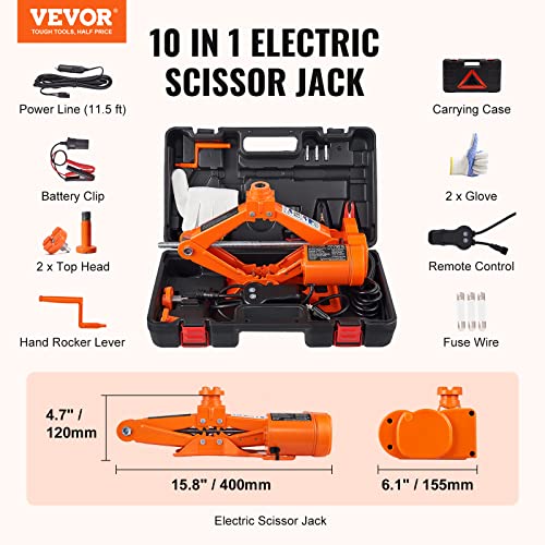 VEVOR Electric Car Jack, 3 Tons /6600 lbs 12V Electric Scissor Jack, Double Saddles with Remote Control, Portable Car Jack for Sedan, SUV, Truck Tire Change Replacement