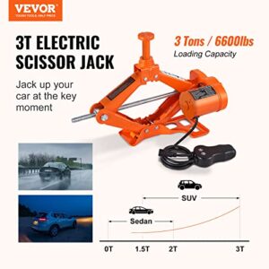 VEVOR Electric Car Jack, 3 Tons /6600 lbs 12V Electric Scissor Jack, Double Saddles with Remote Control, Portable Car Jack for Sedan, SUV, Truck Tire Change Replacement