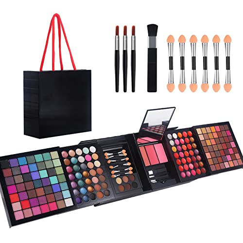 177 Colors Professional Makeup Kit for Women Full Kit Gift Set with Mirror All in One Make up Palette Combination with Eyeshadow Powder Eye Shadow Gel Lip Gloss Concealer Eyebrow Powder Blush Brushes Cosmetic Case for Girls (AM09)