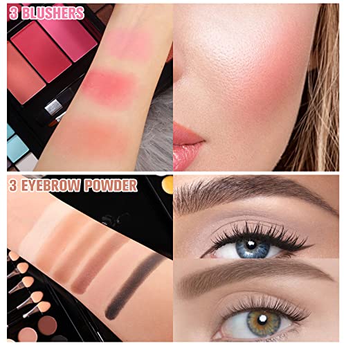 177 Colors Professional Makeup Kit for Women Full Kit Gift Set with Mirror All in One Make up Palette Combination with Eyeshadow Powder Eye Shadow Gel Lip Gloss Concealer Eyebrow Powder Blush Brushes Cosmetic Case for Girls (AM09)