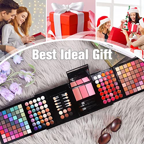 177 Colors Professional Makeup Kit for Women Full Kit Gift Set with Mirror All in One Make up Palette Combination with Eyeshadow Powder Eye Shadow Gel Lip Gloss Concealer Eyebrow Powder Blush Brushes Cosmetic Case for Girls (AM09)