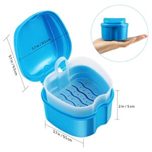 Denture Case Denture Cup Holder Storage Soak Container with Strainer Basket for Travel Cleaning 2 Pack